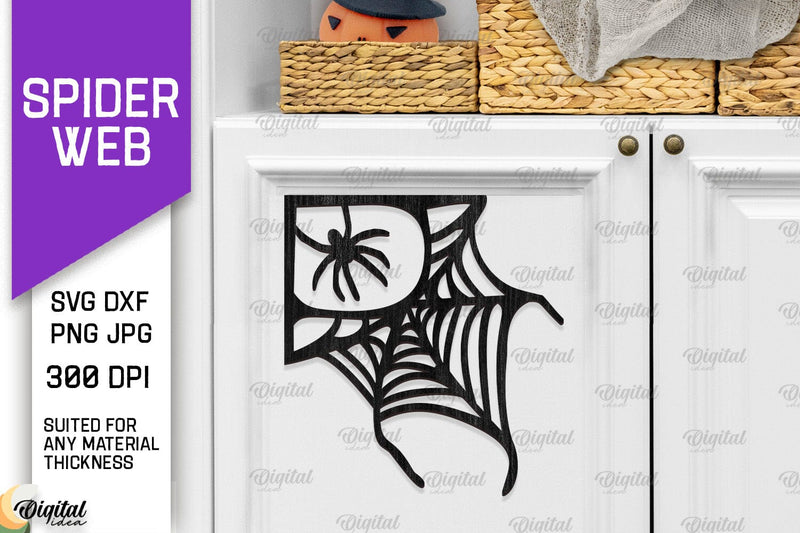 Wooden Spider Web Decoration Laser Cut. Halloween Web SVG SVG Evgenyia Guschina 
