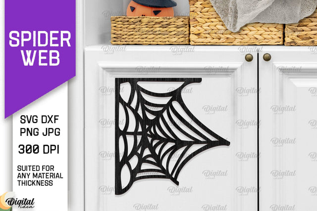 Wooden Spider Web Decoration Laser Cut. Halloween Web SVG SVG Evgenyia Guschina 