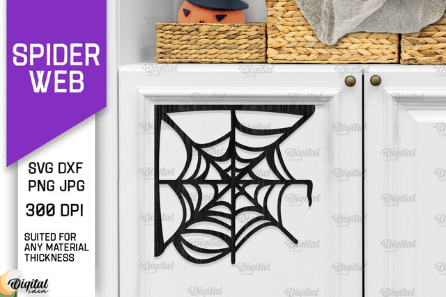 Wooden Spider Web Decoration Laser Cut. Halloween Web SVG SVG Evgenyia Guschina 