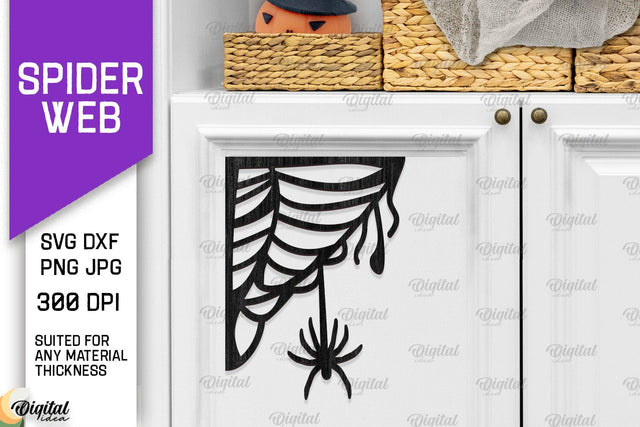 Wooden Spider Web Decoration Laser Cut. Halloween Web SVG SVG Evgenyia Guschina 