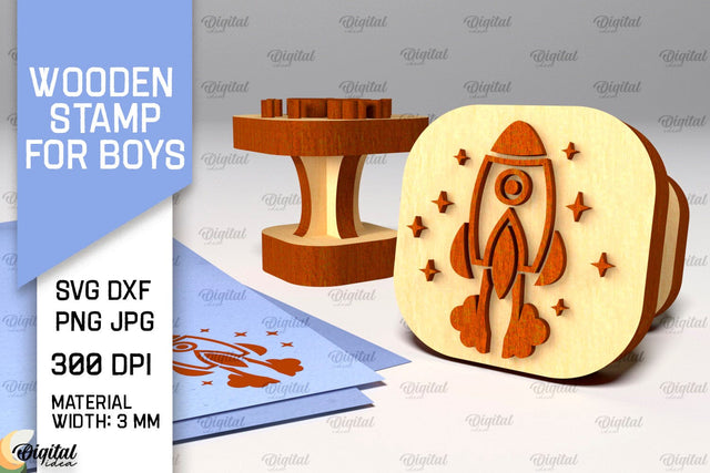 Wooden Stamper for Boys Laser Cut. Stampers SVG Design SVG Evgenyia Guschina 