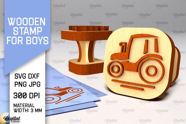 Wooden Stamper for Boys Laser Cut. Stampers SVG Design SVG Evgenyia Guschina 