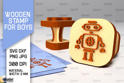 Wooden Stamper for Boys Laser Cut. Stampers SVG Design SVG Evgenyia Guschina 