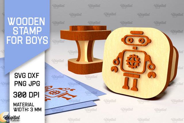 Wooden Stamper for Boys Laser Cut. Stampers SVG Design SVG Evgenyia Guschina 