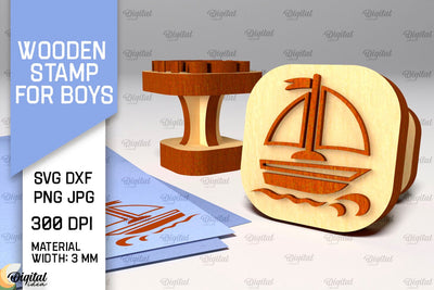 Wooden Stamper for Boys Laser Cut. Stampers SVG Design SVG Evgenyia Guschina 