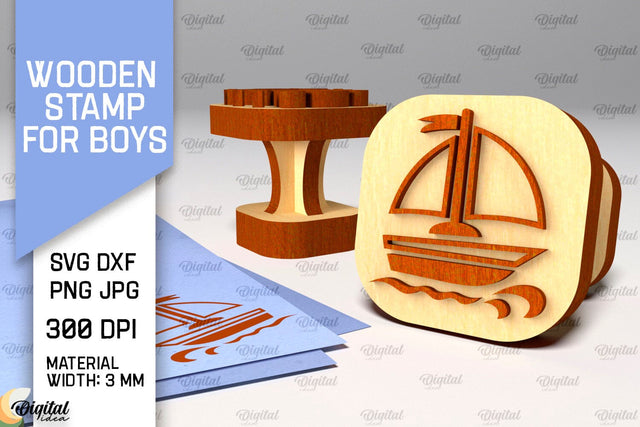 Wooden Stamper for Boys Laser Cut. Stampers SVG Design SVG Evgenyia Guschina 
