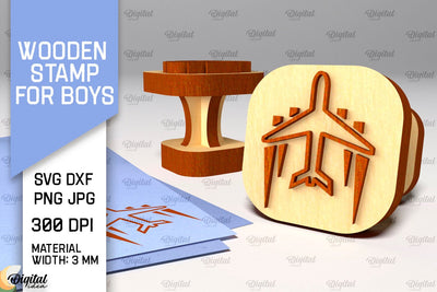 Wooden Stamper for Boys Laser Cut. Stampers SVG Design SVG Evgenyia Guschina 