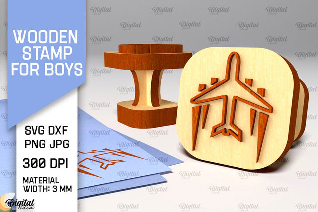 Wooden Stamper for Boys Laser Cut. Stampers SVG Design SVG Evgenyia Guschina 