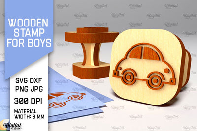 Wooden Stamper for Boys Laser Cut. Stampers SVG Design SVG Evgenyia Guschina 