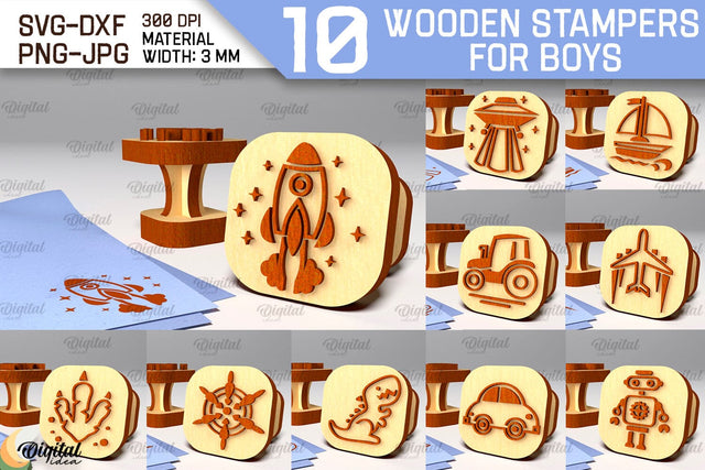 Wooden Stampers for Boys Laser Cut Bundle. Stampers SVG SVG Evgenyia Guschina 