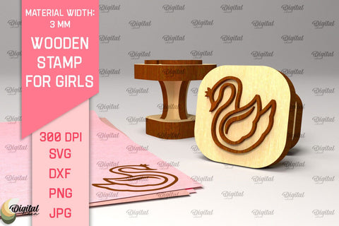 Wooden Stamps for Girls Laser Cut Bundle. Cartoon Wooden Stamps SVG Evgenyia Guschina 