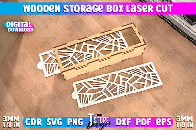 Wooden Storage Box | Jewelry Box | Gift Box | Organizer | CNC File SVG The T Store Design 