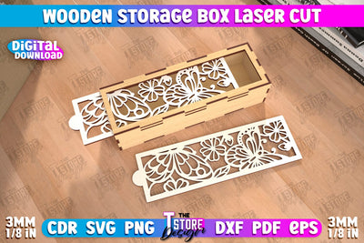 Wooden Storage Box | Jewelry Box | Gift Box | Organizer | CNC File SVG The T Store Design 
