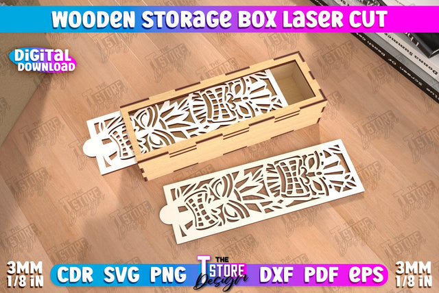Wooden Storage Box | Jewelry Box | Gift Box | Organizer | CNC File SVG The T Store Design 