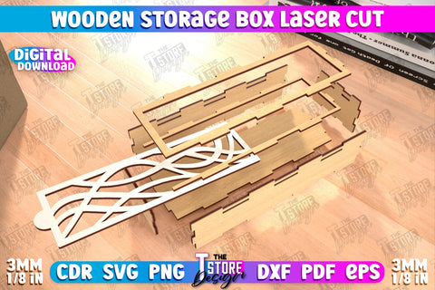 Wooden Storage Box | Jewelry Box | Gift Box | Organizer | CNC File SVG The T Store Design 