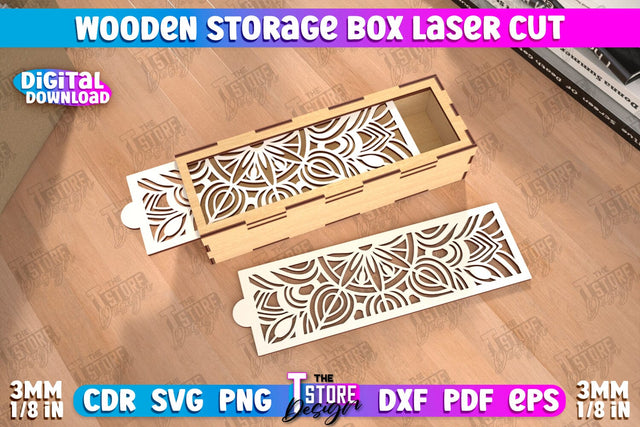 Wooden Storage Box | Jewelry Box | Gift Box | Organizer | CNC File SVG The T Store Design 