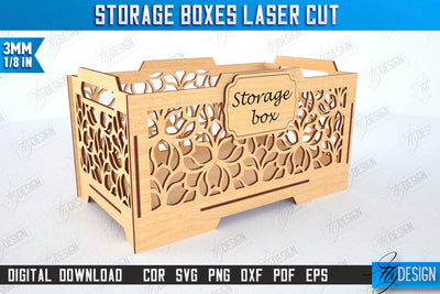 Wooden Storage Box Laser Cut | Jewelry Box | Gift Box | Organizer | CNC File SVG Fly Design 