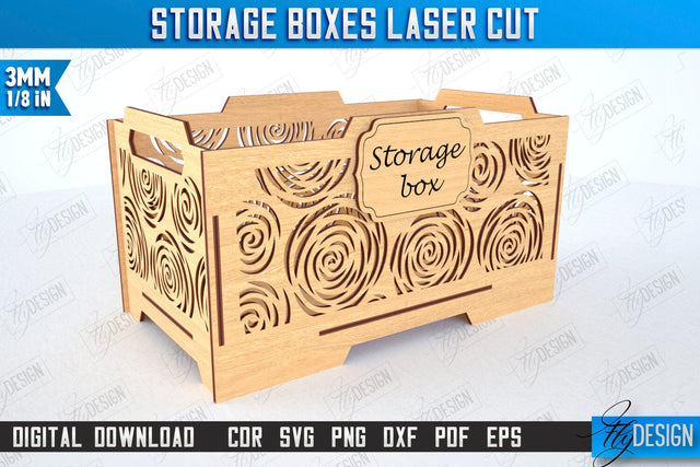 Wooden Storage Box Laser Cut | Jewelry Box | Gift Box | Organizer | CNC File SVG Fly Design 