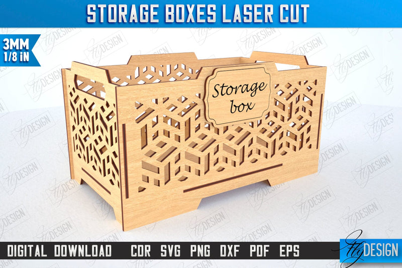Wooden Storage Box Laser Cut | Jewelry Box | Gift Box | Organizer | CNC File SVG Fly Design 