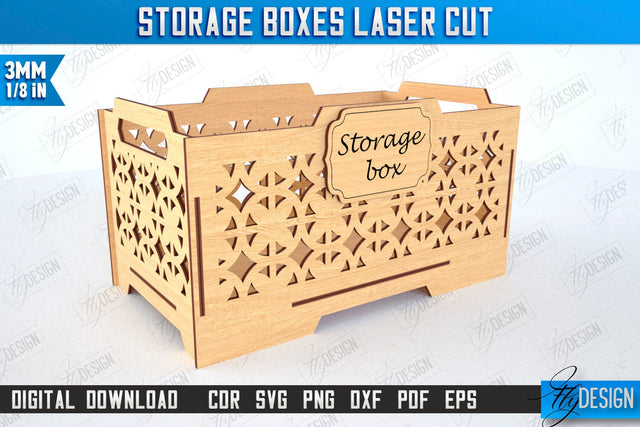 Wooden Storage Box Laser Cut | Jewelry Box | Gift Box | Organizer | CNC File SVG Fly Design 