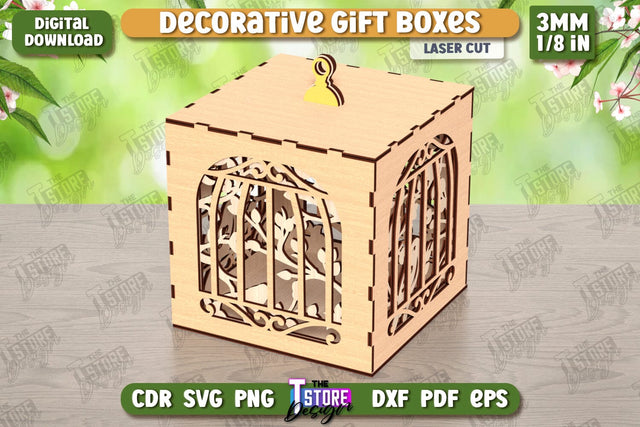 Wooden Storage Box Laser Cut | Jewelry Box | Gift Box | Organizer | CNC File SVG The T Store Design 
