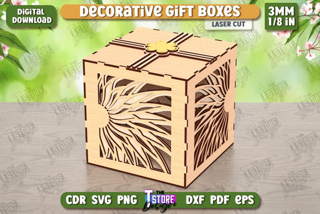 Wooden Storage Box Laser Cut | Jewelry Box | Gift Box | Organizer | CNC File SVG The T Store Design 