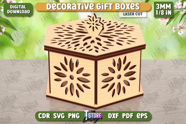 Wooden Storage Box Laser Cut | Jewelry Box | Gift Box | Organizer | CNC File SVG The T Store Design 