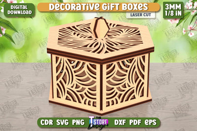Wooden Storage Box Laser Cut | Jewelry Box | Gift Box | Organizer | CNC File SVG The T Store Design 