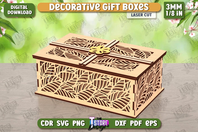 Wooden Storage Box Laser Cut | Jewelry Box | Gift Box | Organizer | CNC File SVG The T Store Design 