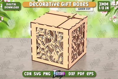 Wooden Storage Box Laser Cut | Jewelry Box | Gift Box | Organizer | CNC File SVG The T Store Design 