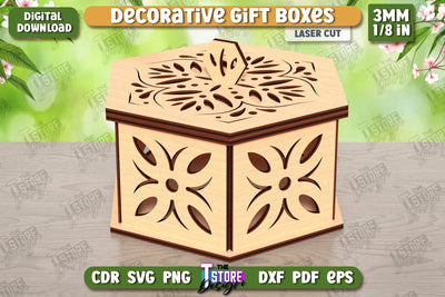 Wooden Storage Box Laser Cut | Jewelry Box | Gift Box | Organizer | CNC File SVG The T Store Design 