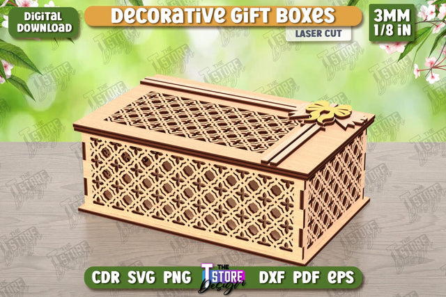 Wooden Storage Box Laser Cut | Jewelry Box | Gift Box | Organizer | CNC File SVG The T Store Design 