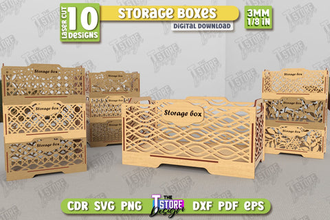 Wooden Storage Boxes Bundle | Jewelry Box | Gift Box | Organizer | CNC Files SVG The T Store Design 