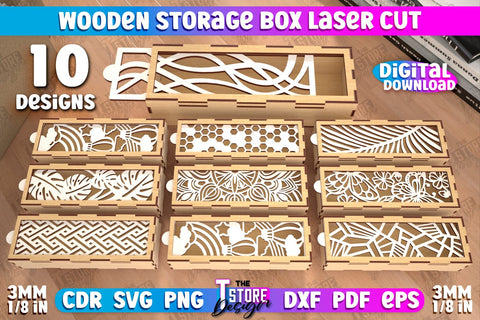 Wooden Storage Boxes Bundle | Jewelry Box | Gift Box | Organizer | CNC Files SVG The T Store Design 