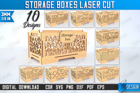 Wooden Storage Boxes Laser Cut Bundle | Jewelry Box | Gift Box | Organizer | CNC Files SVG Fly Design 
