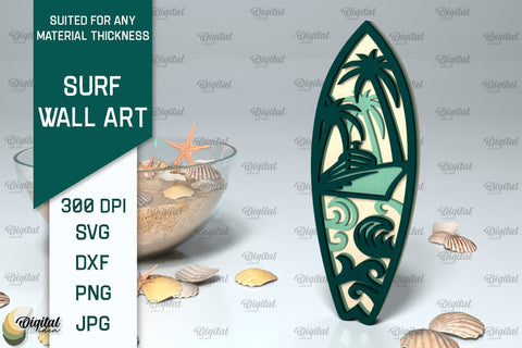 Wooden Surfboards Laser Cut Bundle. Surfing Layered Decor SVG SVG Evgenyia Guschina 