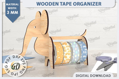 Wooden Tape Organizer Laser Cut Design. Elephant SVG SVG Evgenyia Guschina 
