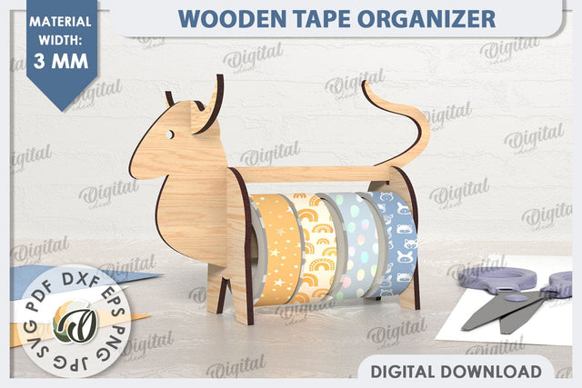 Wooden Tape Organizer Laser Cut. Tape Holder SVG. Bull SVG SVG Evgenyia Guschina 
