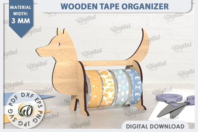 Wooden Tape Organizer Laser Cut. Tape Holder SVG. Dog SVG SVG Evgenyia Guschina 