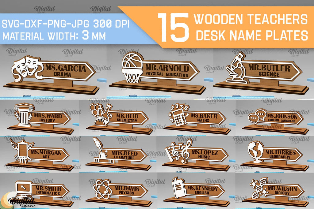 Wooden Teachers Desk Name Plates Laser Cut Bundle - So Fontsy