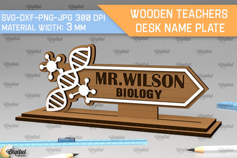 Wooden Teachers Desk Name Plates Laser Cut Bundle SVG Evgenyia Guschina 