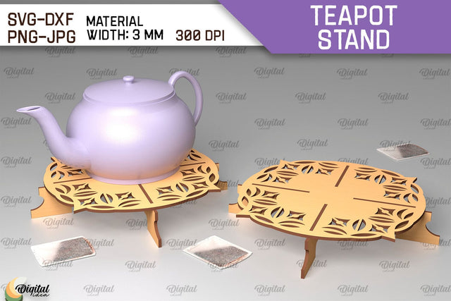 Wooden Teapot Stand Laser Cut Design. Trivet For Teapot SVG SVG Evgenyia Guschina 