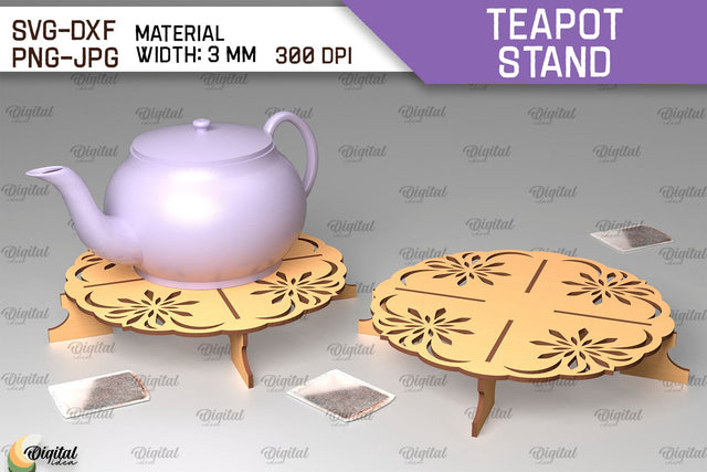 Wooden Teapot Stand Laser Cut Design. Trivet For Teapot SVG SVG Evgenyia Guschina 