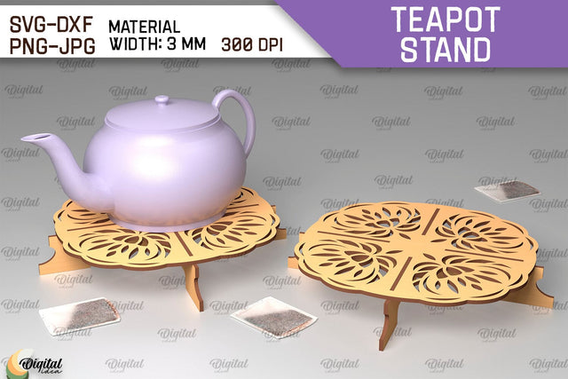Wooden Teapot Stand Laser Cut Design. Trivet For Teapot SVG SVG Evgenyia Guschina 