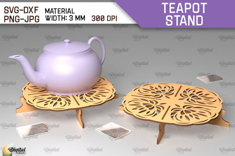 Wooden Teapot Stand Laser Cut Design. Trivet For Teapot SVG SVG Evgenyia Guschina 