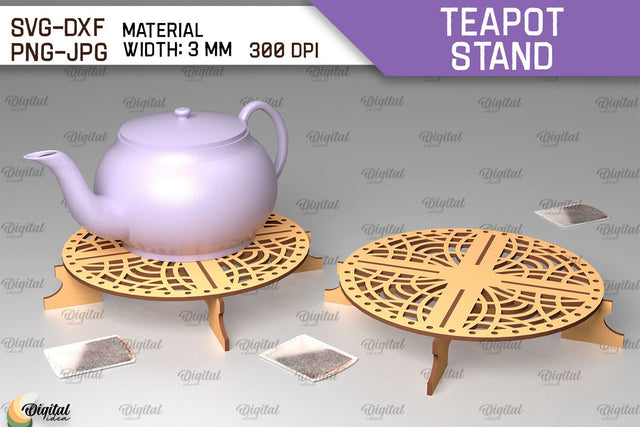 Wooden Teapot Stand Laser Cut Design. Trivet For Teapot SVG SVG Evgenyia Guschina 