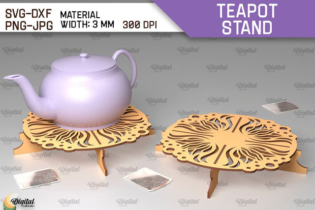 Wooden Teapot Stand Laser Cut Design. Trivet For Teapot SVG SVG Evgenyia Guschina 