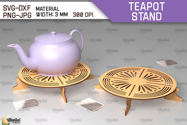 Wooden Teapot Stand Laser Cut Design. Trivet For Teapot SVG SVG Evgenyia Guschina 