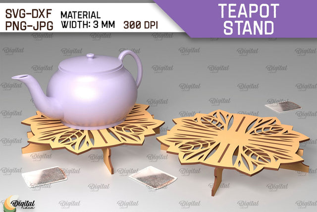 Wooden Teapot Stand Laser Cut Design. Trivet For Teapot SVG SVG Evgenyia Guschina 