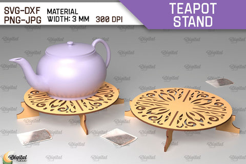 Wooden Teapot Stands LaserCut Bundle. Trivets For Teapot SVG SVG Evgenyia Guschina 